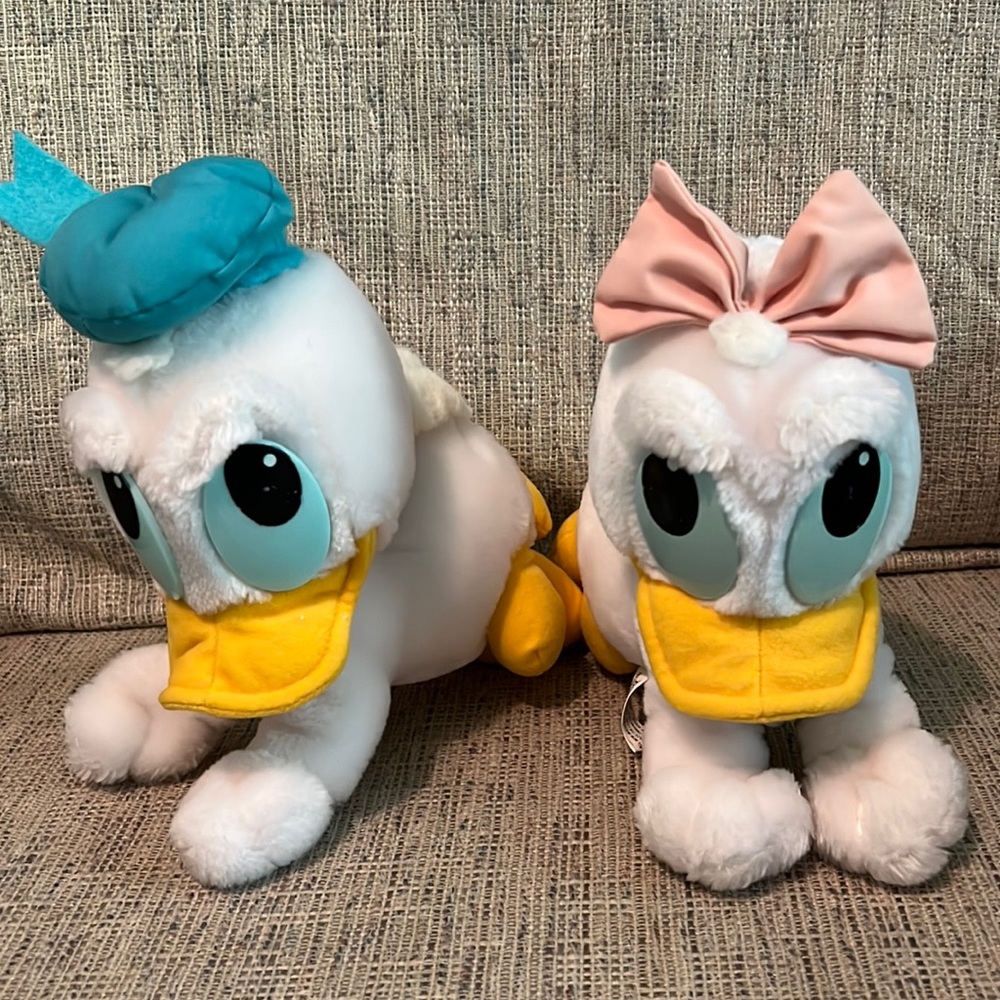 VINTAGE 1984 WALT DISNEY BABY DONALD DUCK & DAISY DUCK STUFFED ANIMAL PLUSH TOYS